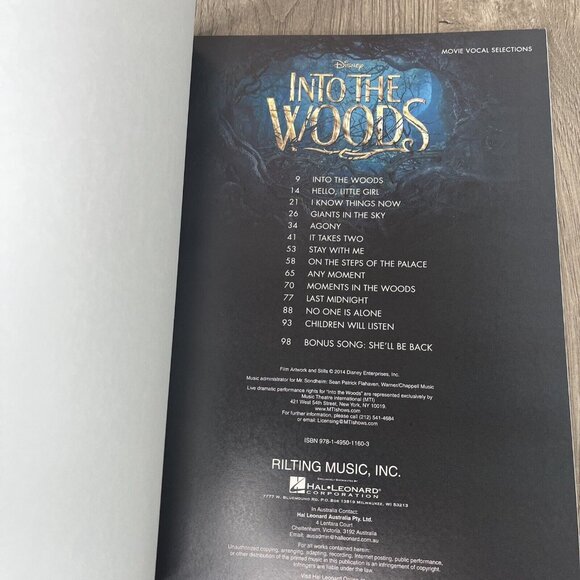 Disney’s Into the Woods Movie Vocal Selections Book Hal Leonard - Picture 5 of 5